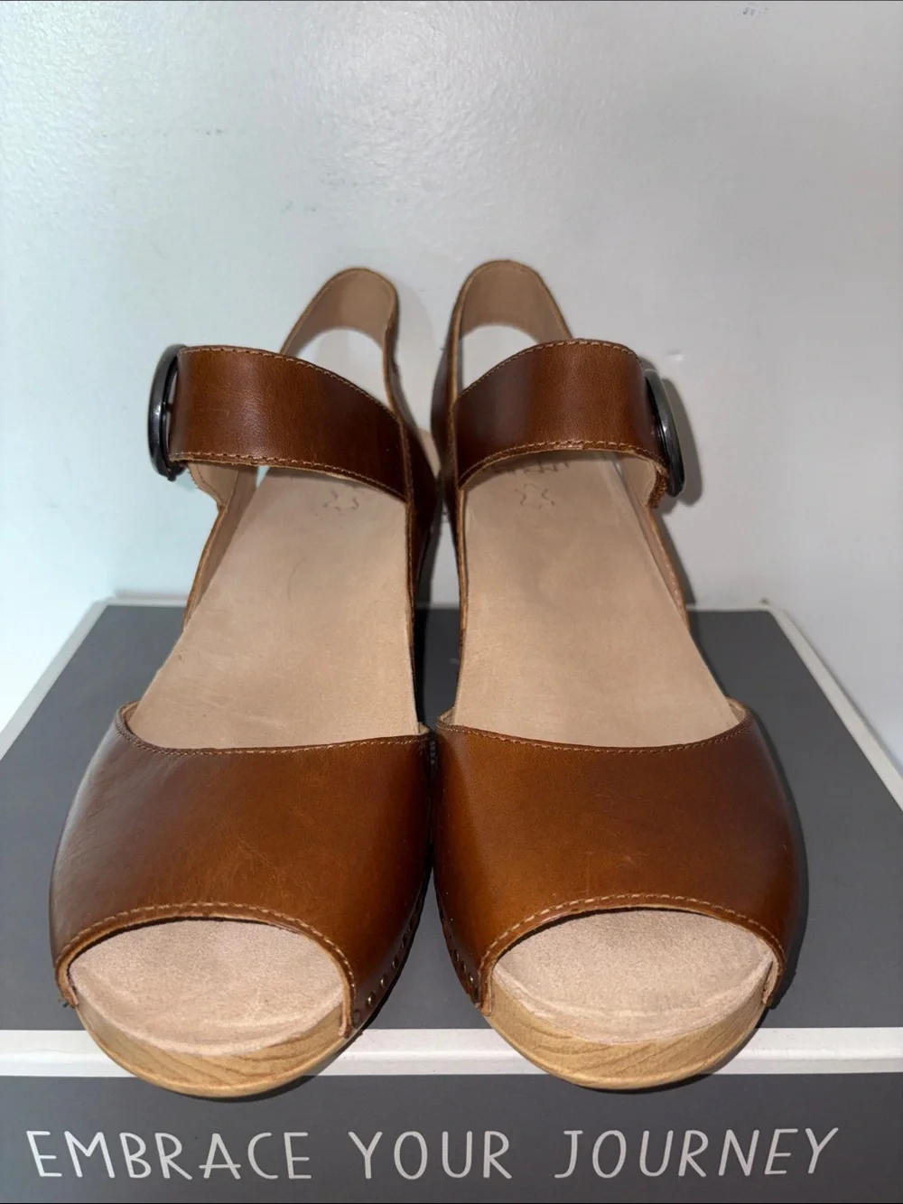 Women's Dansko Brown Leather Slingback Sandals with Block Heel size 41